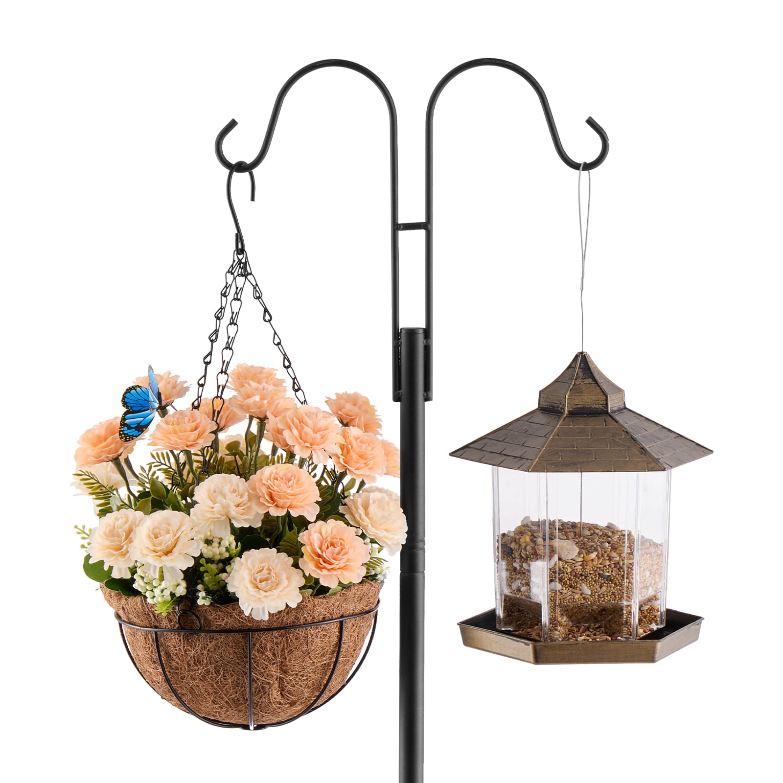 Double Shepherds Hook 8 Pack 108 Inch Heavy Duty Bird Feeder Pole_voghion.com